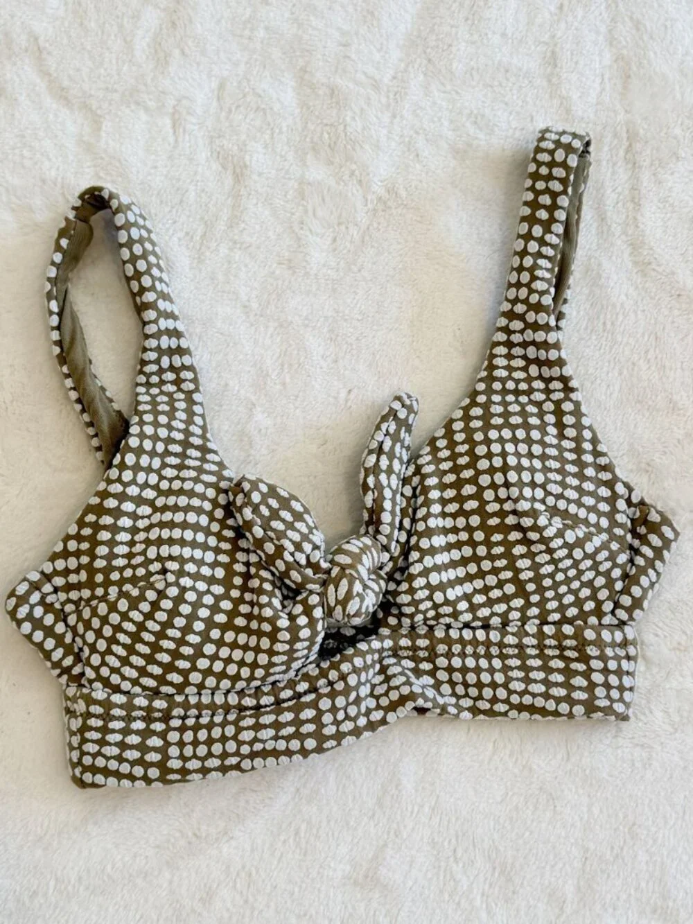 NWT Aerie Jacquard Polka Dot Bikini Top in Soft Stone - Size: XXS
